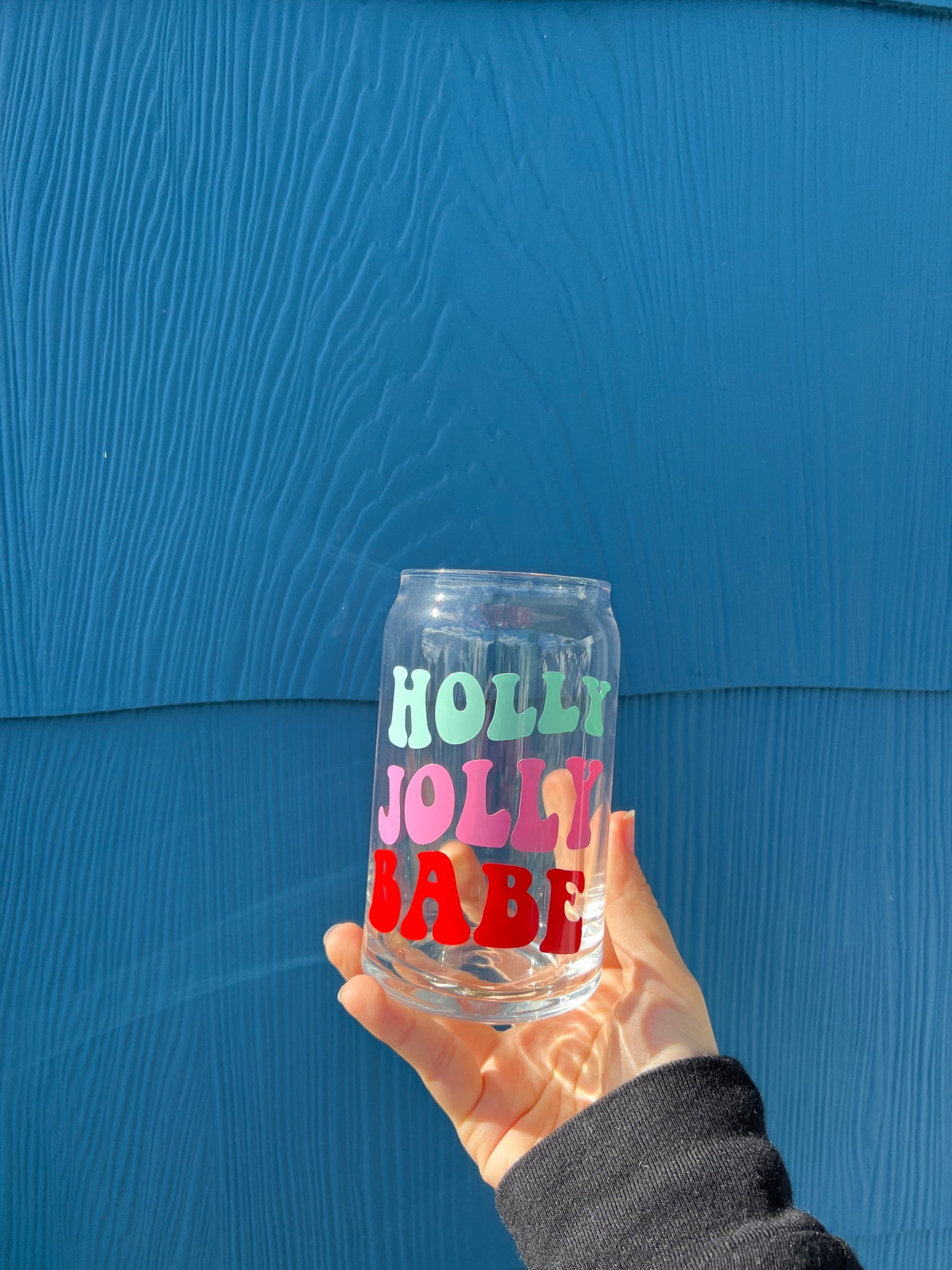 Holly Jolly Babe Glass Cup 16 oz