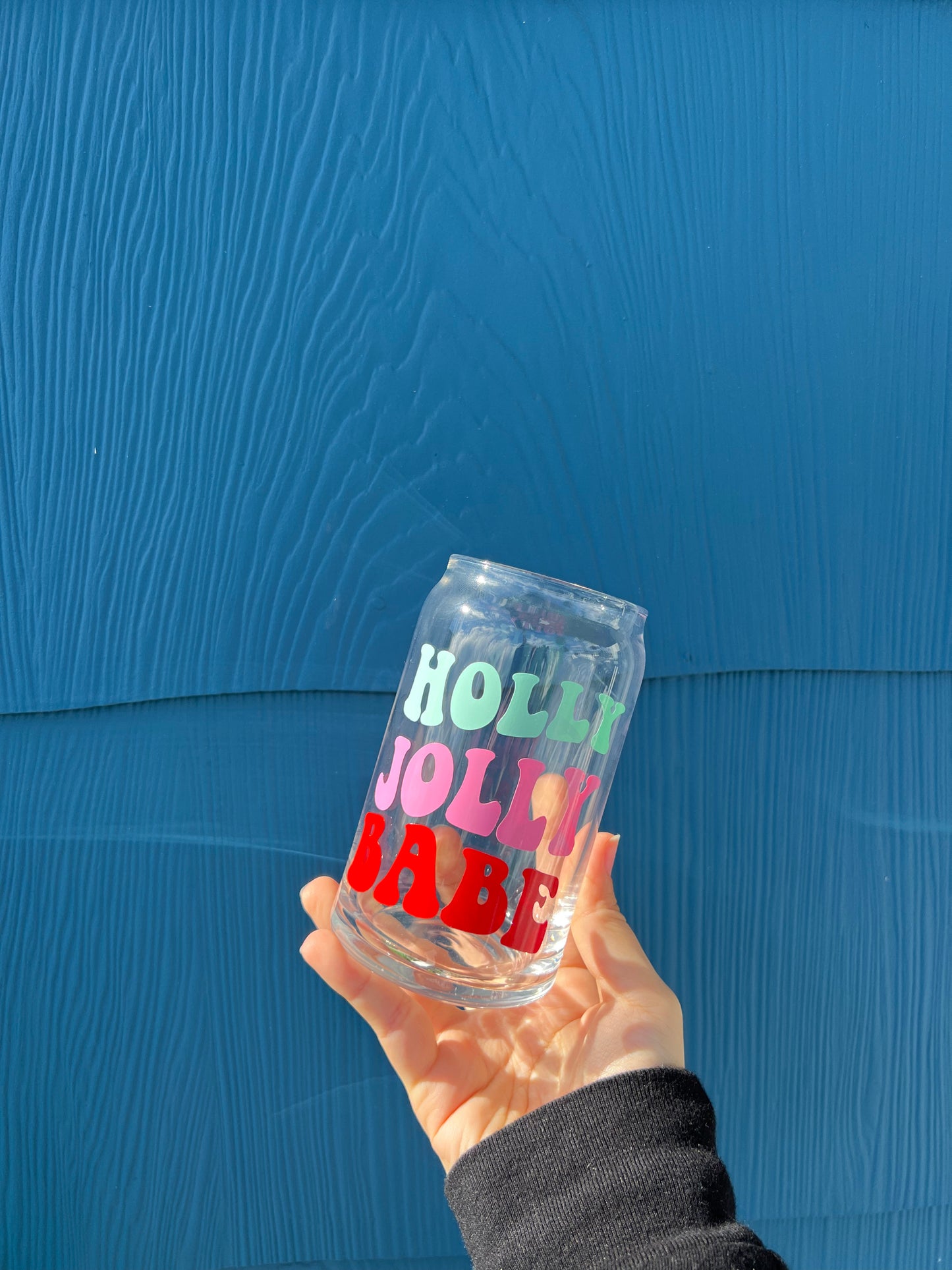 Holly Jolly Babe Glass Cup 16 oz