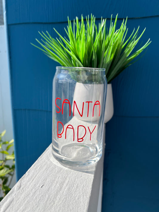 Santa Baby Glass Cup 16 oz