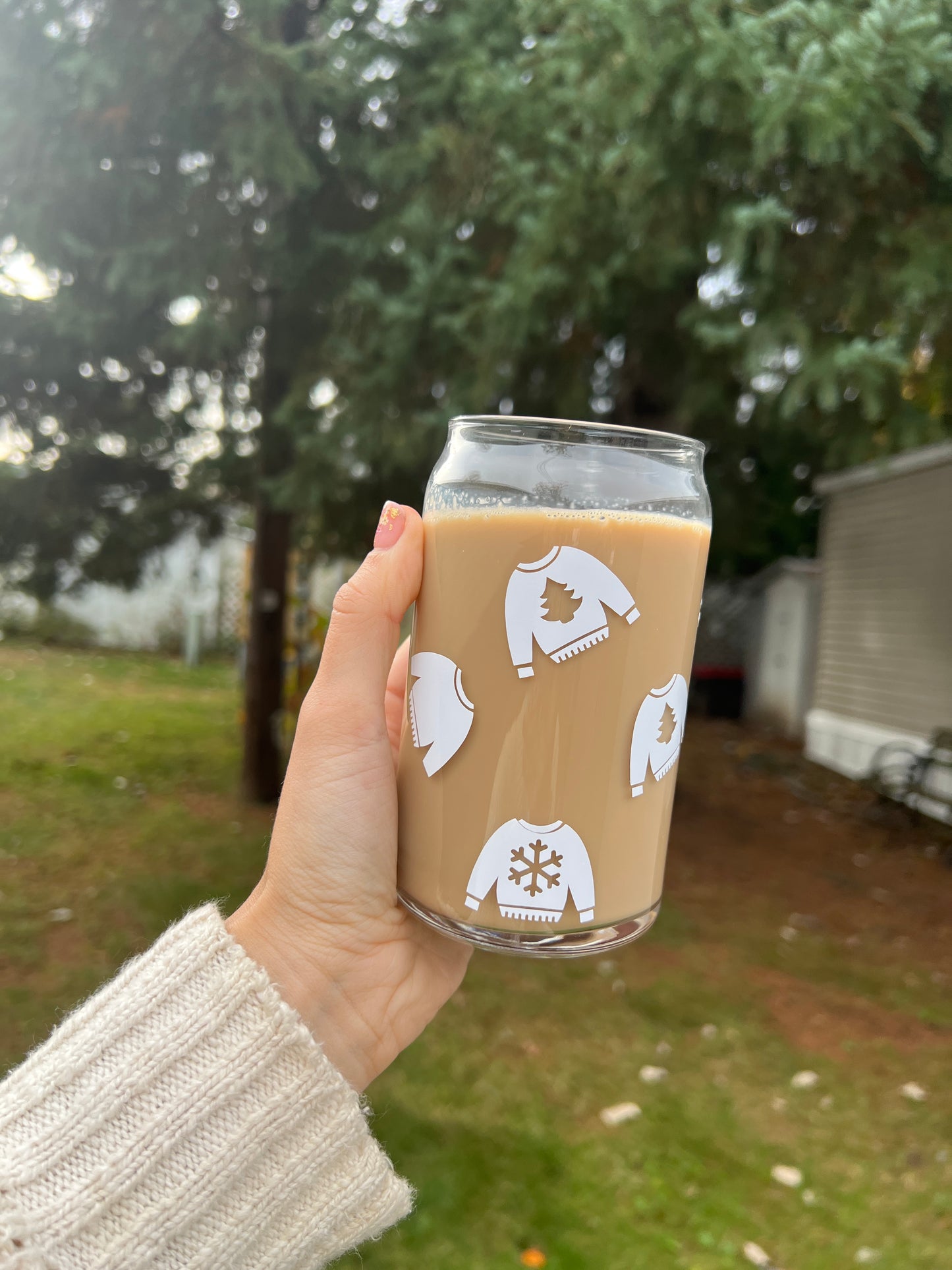 Christmas Sweater 16oz Glass Cup