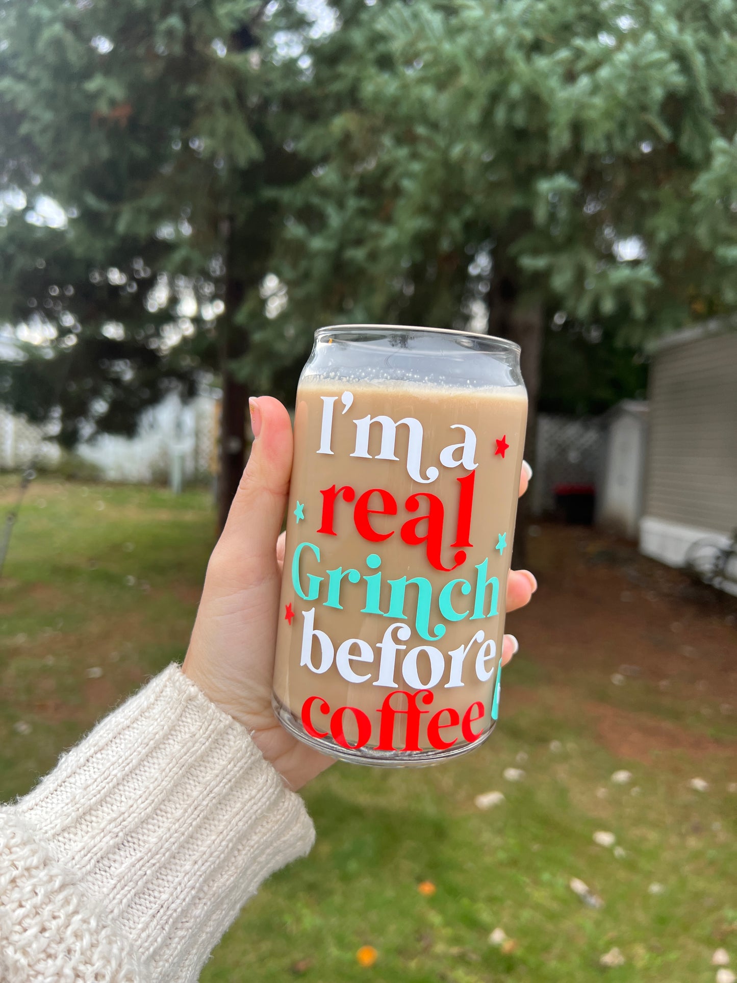 I am real Grinch 16 oz Glass Cup