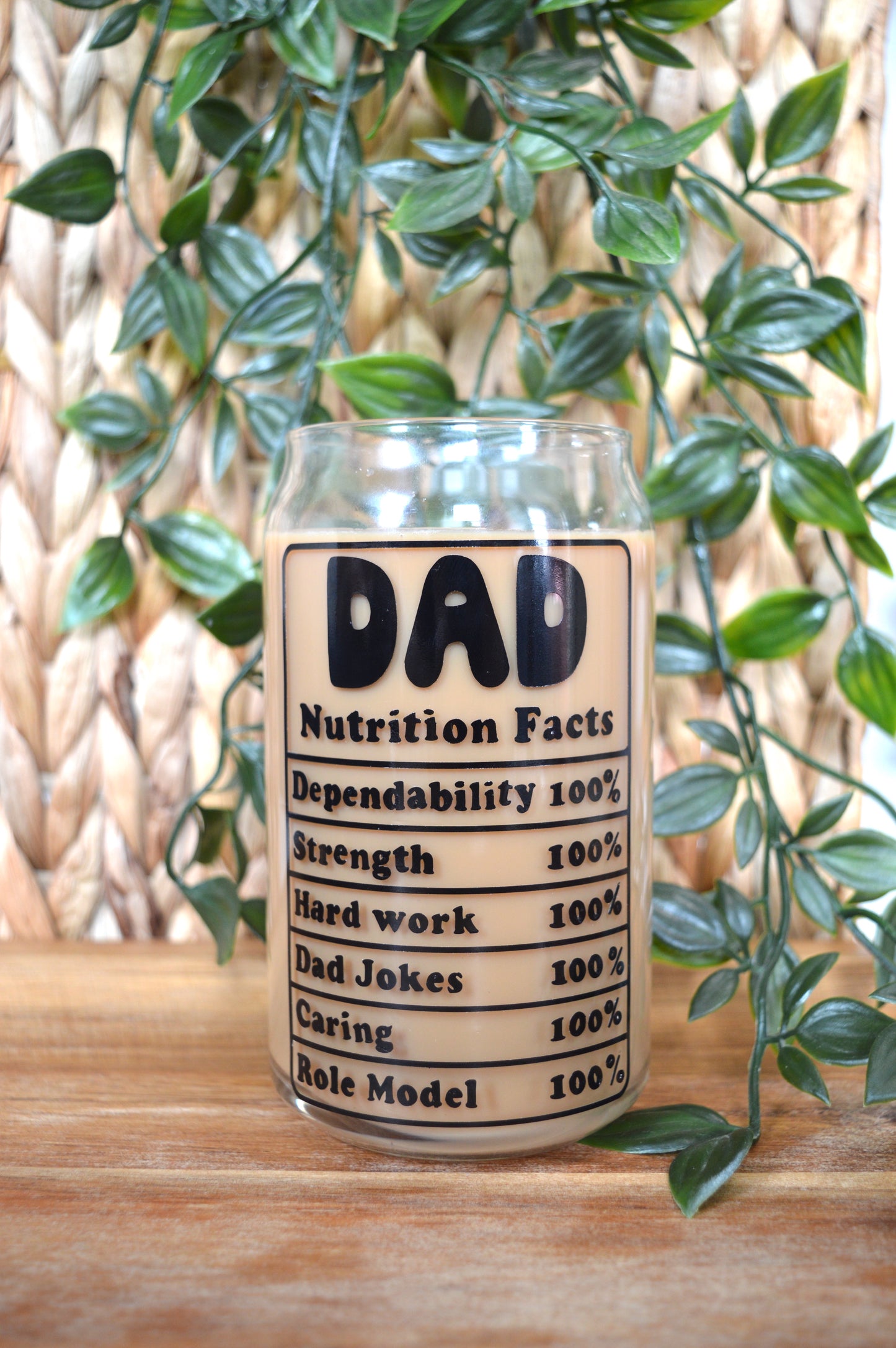 Dad Nutrition Facts Glass Cup 16 oz