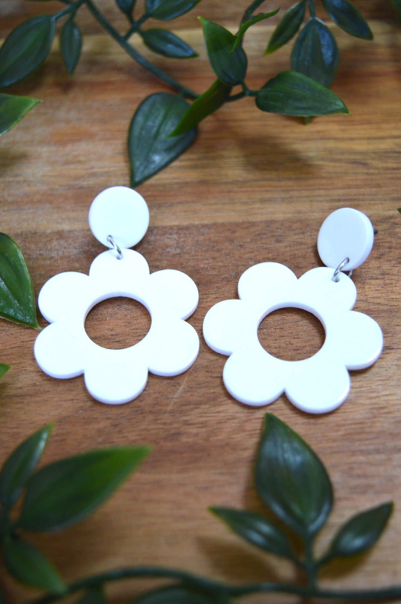 White Flower Earrings