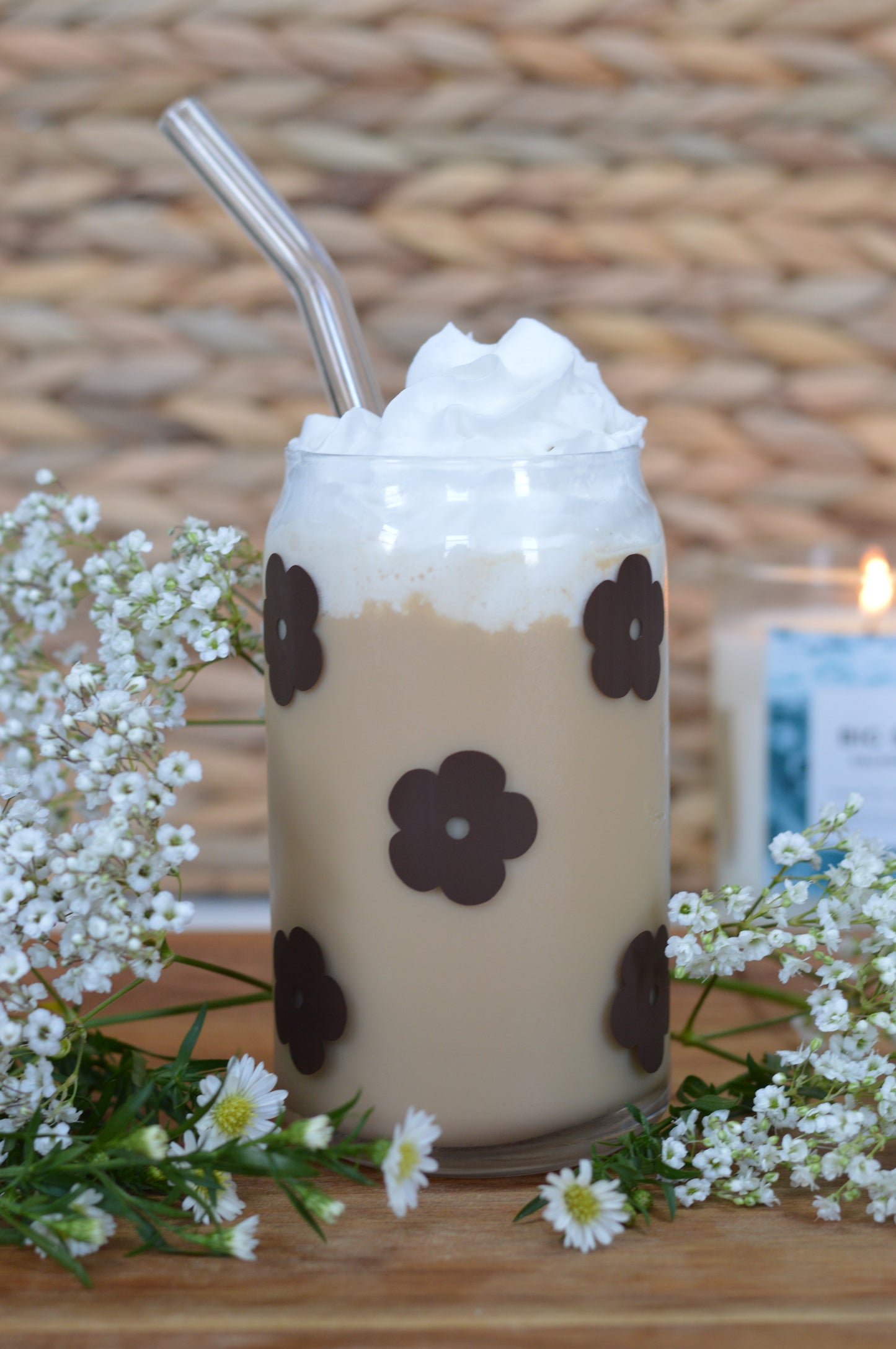 Brown Flower Glass Cup