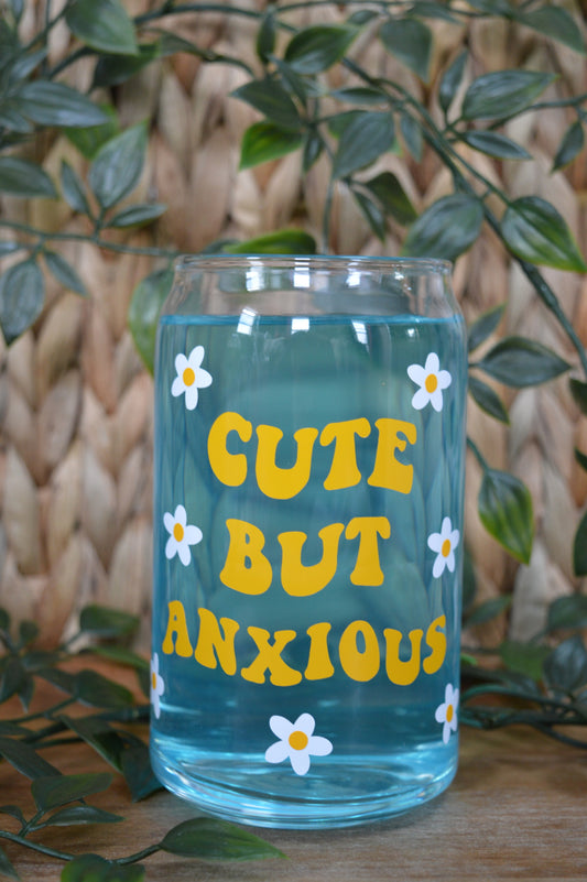Cute But Anxious Glass Cup