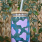 Lilac Cow Print Glass Cup