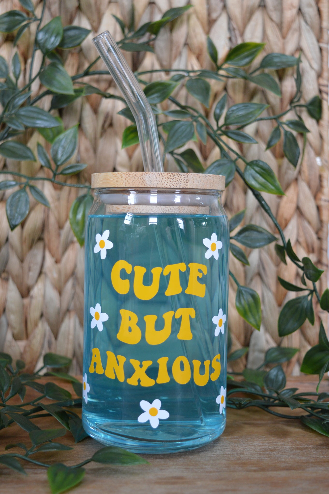 Cute But Anxious Glass Cup