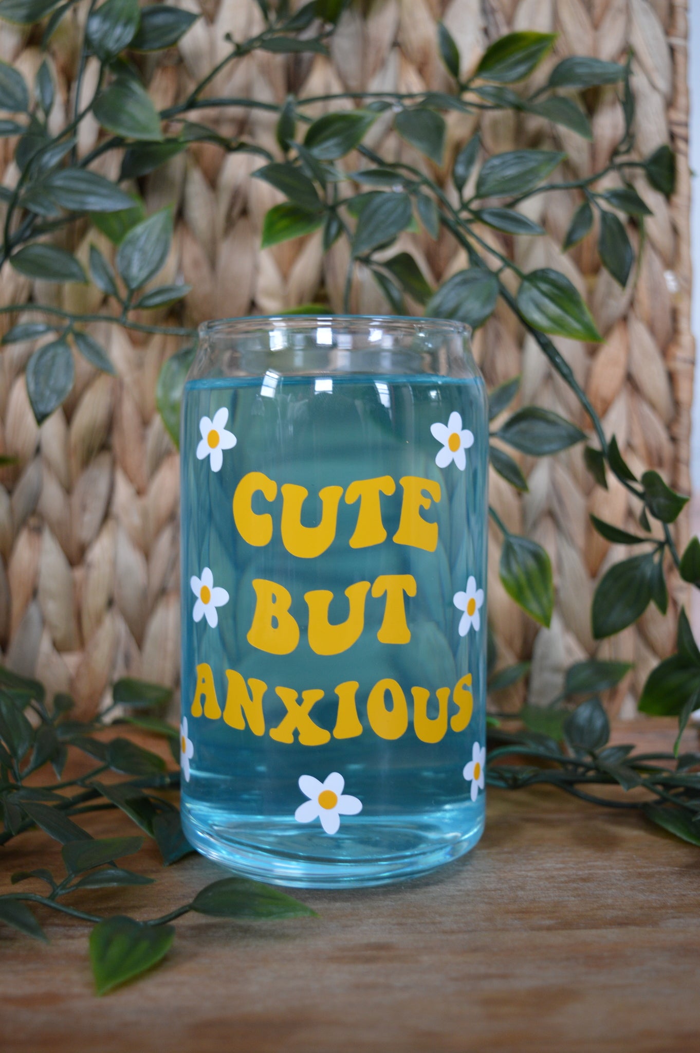 Cute But Anxious Glass Cup