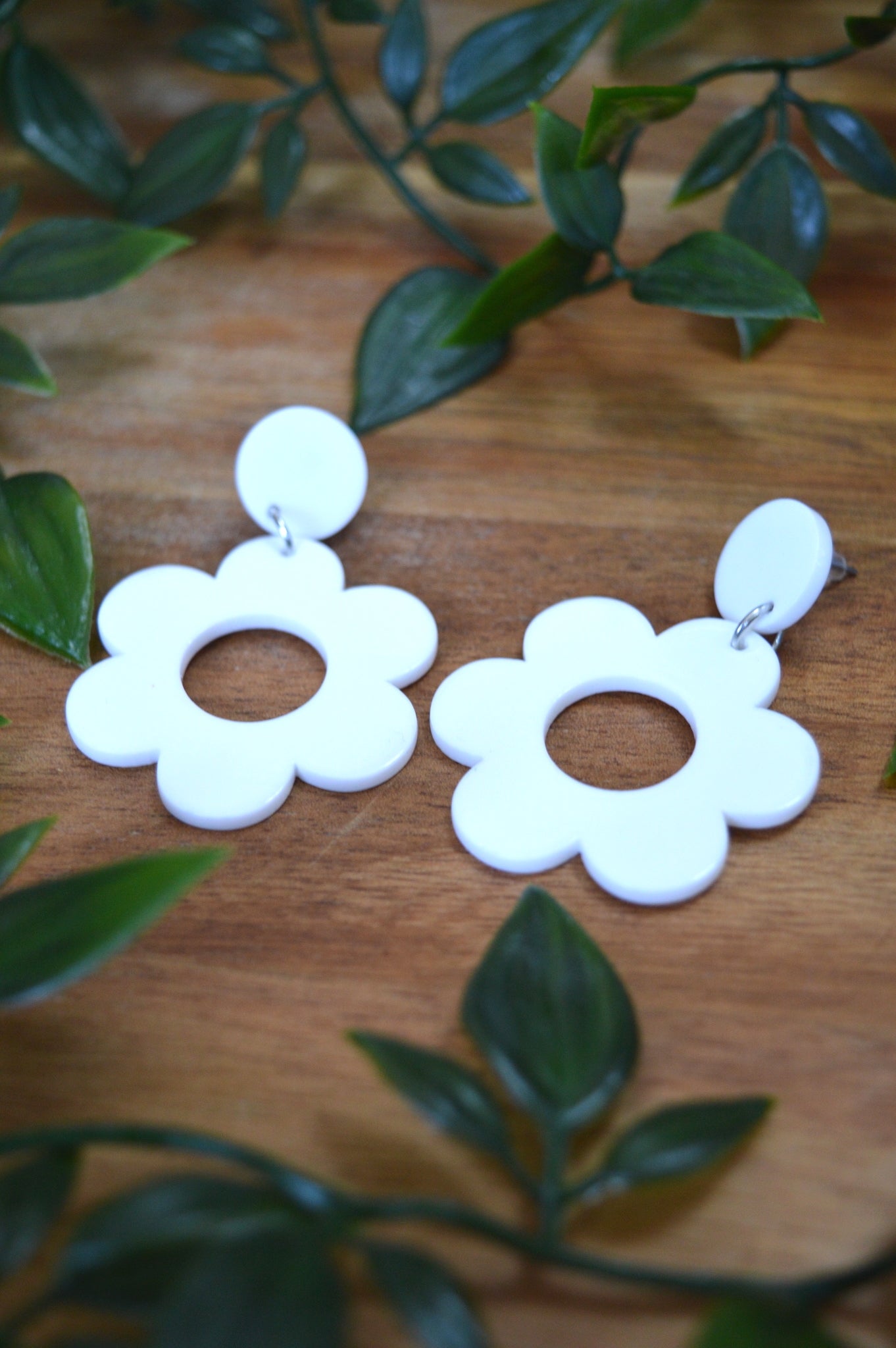 White Flower Earrings