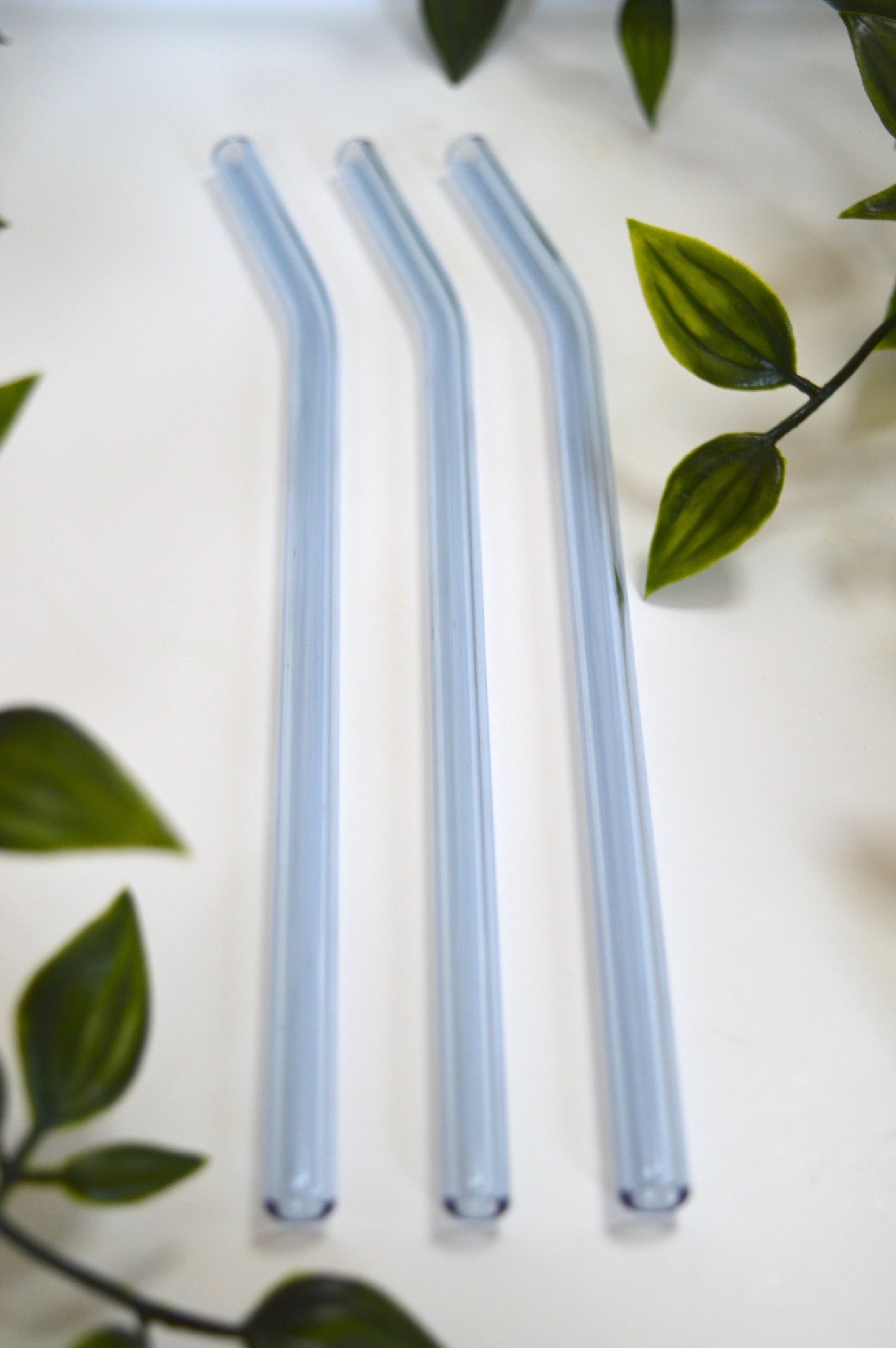 Light Blue Reusable Glass Straw (1 straw)