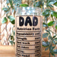 Dad Nutrition Facts Glass Cup 16 oz
