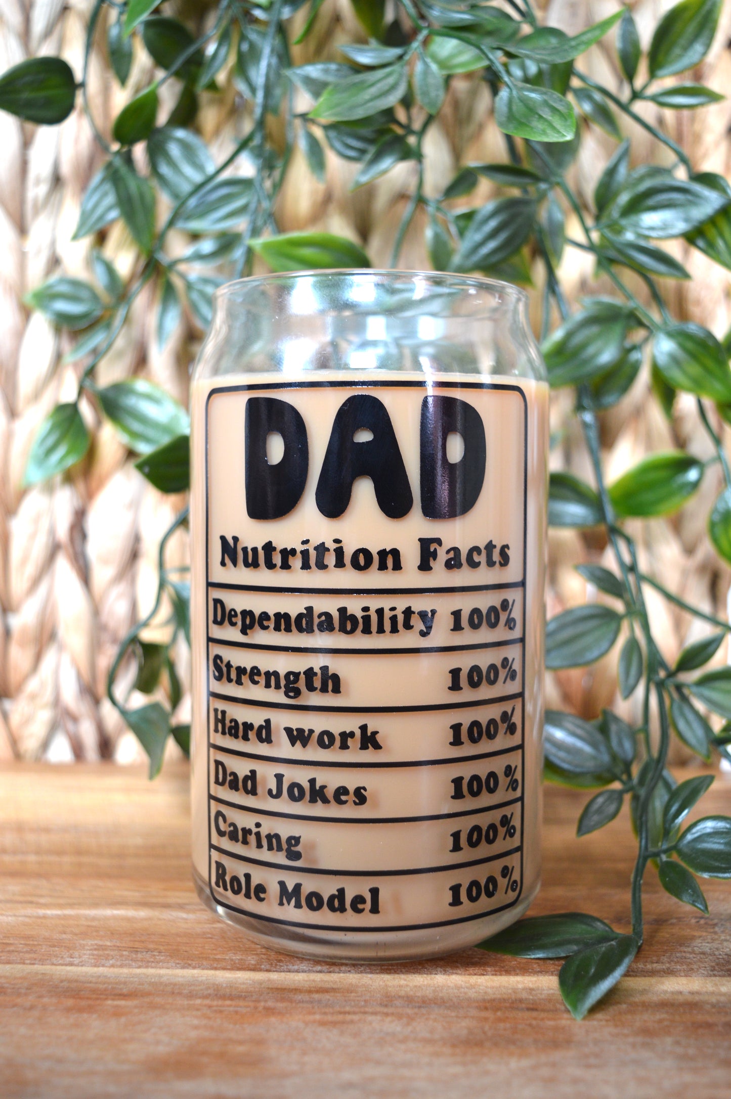 Dad Nutrition Facts Glass Cup 16 oz