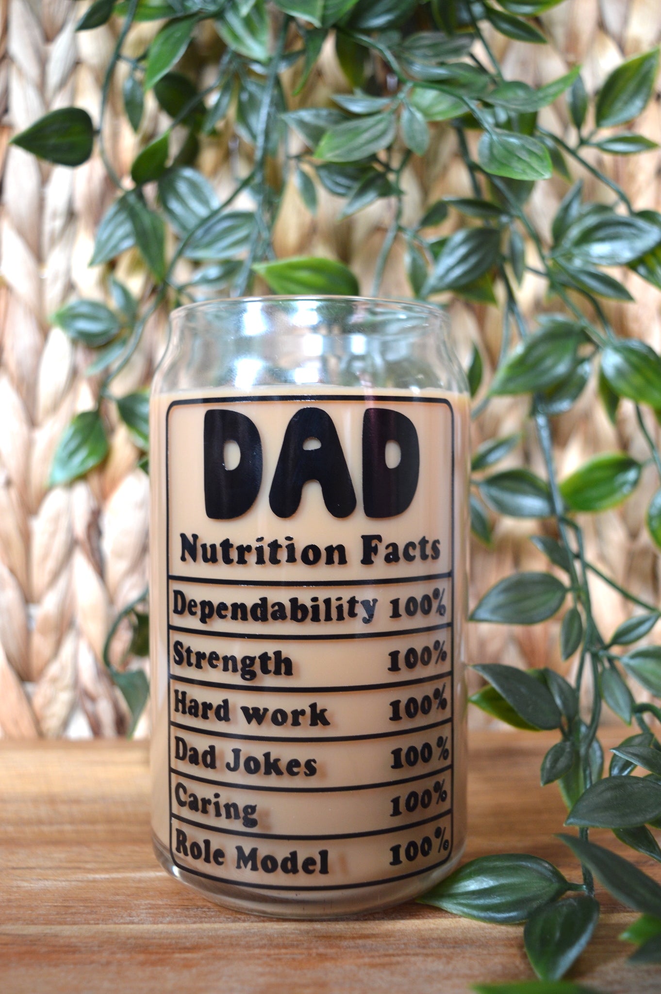 Dad Nutrition Facts Glass Cup 16 oz