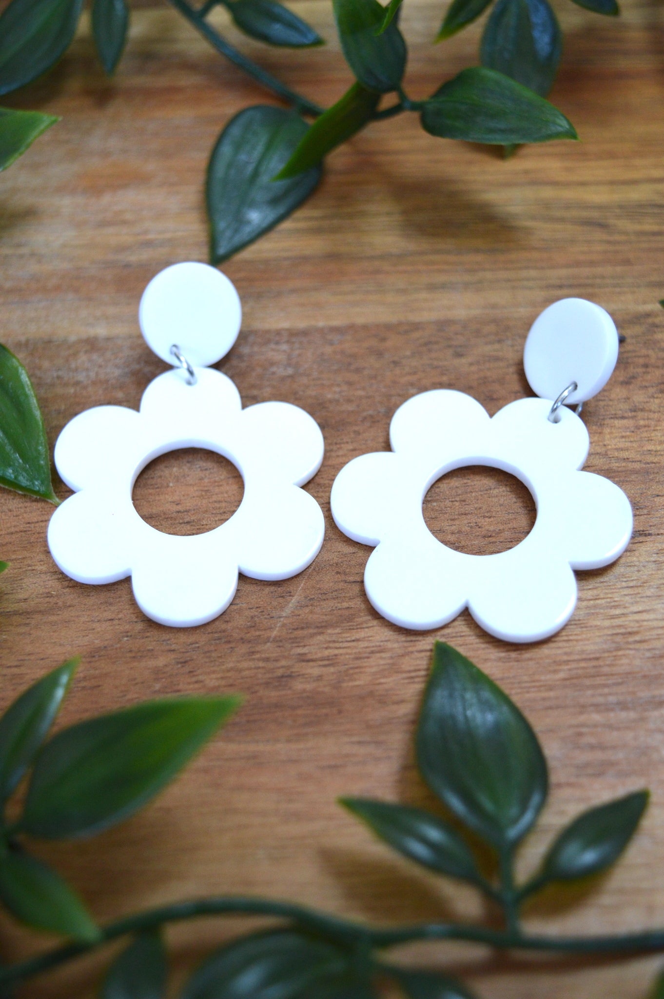 White Flower Earrings