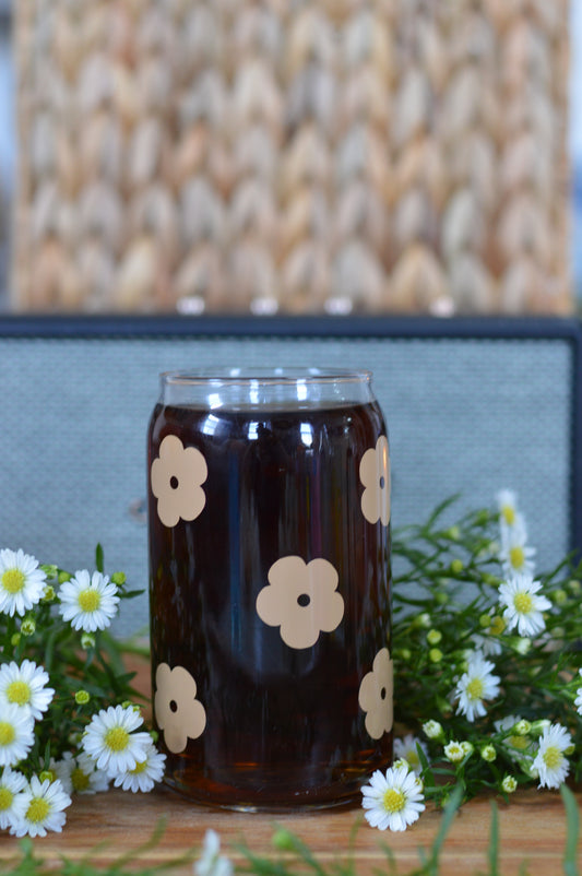 Light Brown Flower Glass Cup