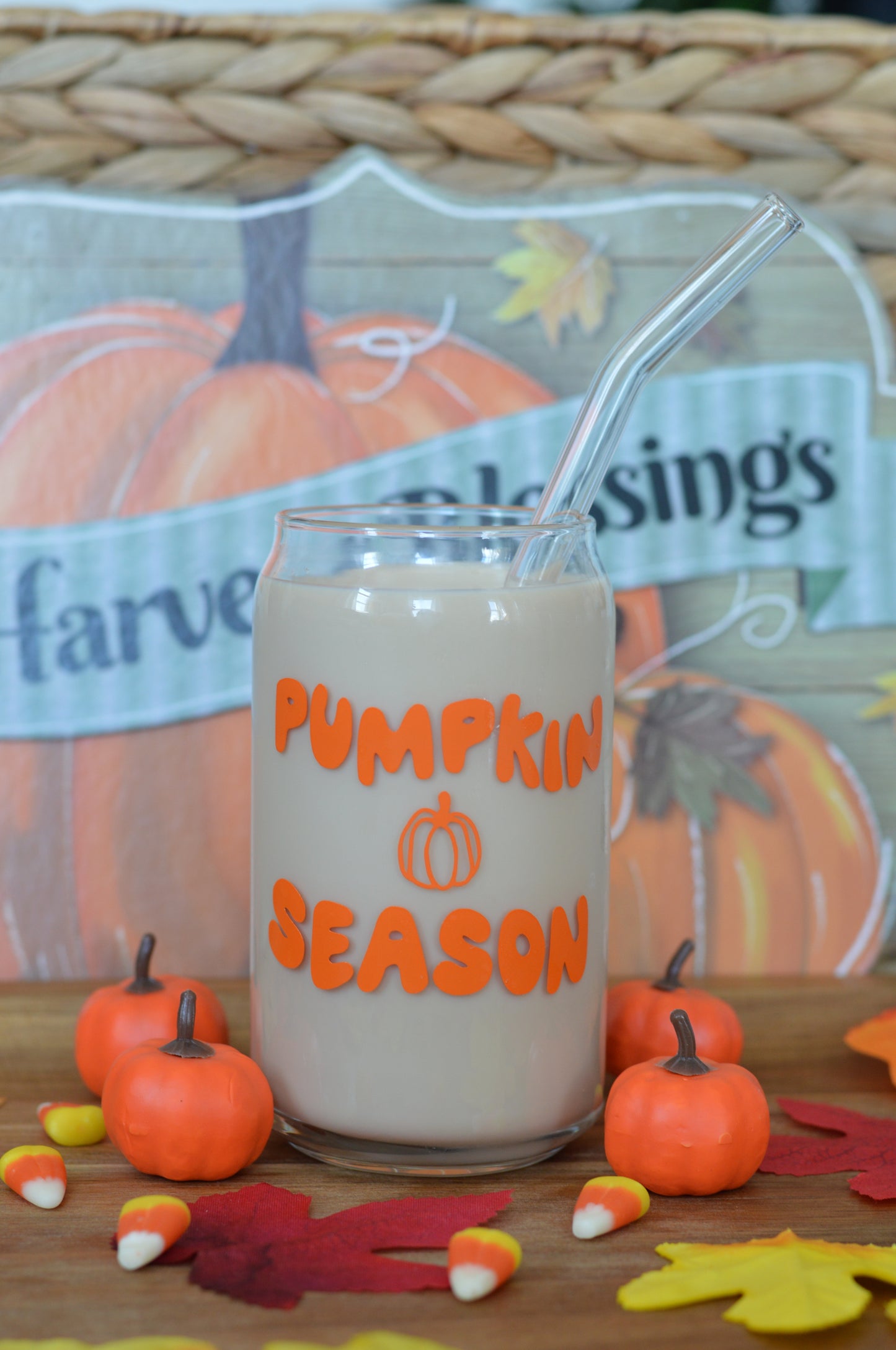 Pumpkin Season Glass Cup