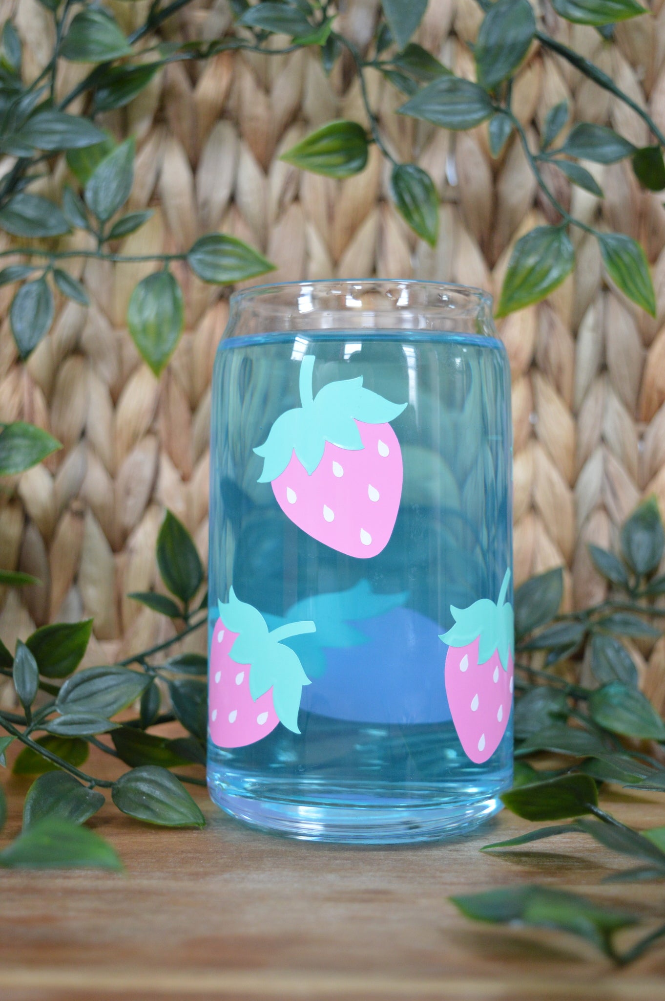 Pink Strawberry Glass Cup