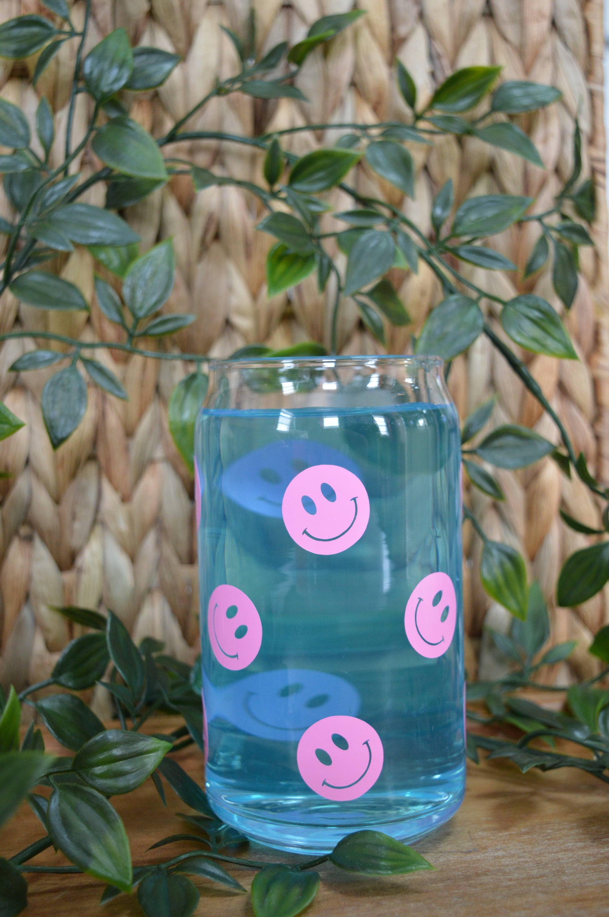 Pink Smiley Face Glass Cup - Shop Sunhoney – Sunhoney®