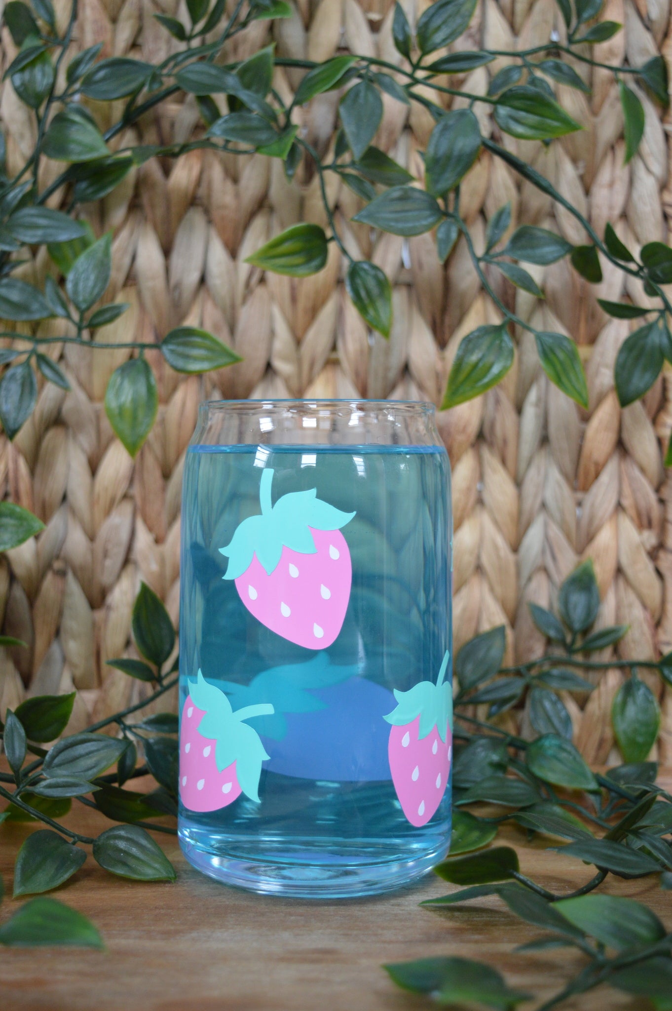 Pink Strawberry Glass Cup